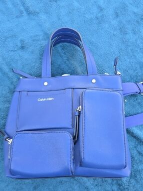 Calvin Klein Bright Blue Front-Pocket Tote